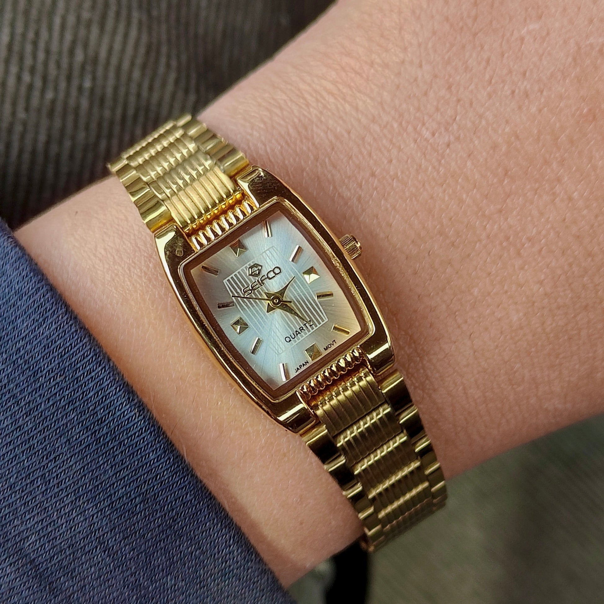 White Dial Rectangular Gold Seifco Watch