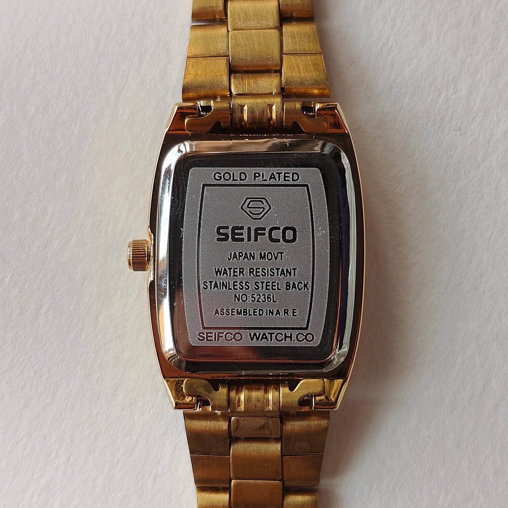 Black Dial Rectangular Gold Seifco Watch