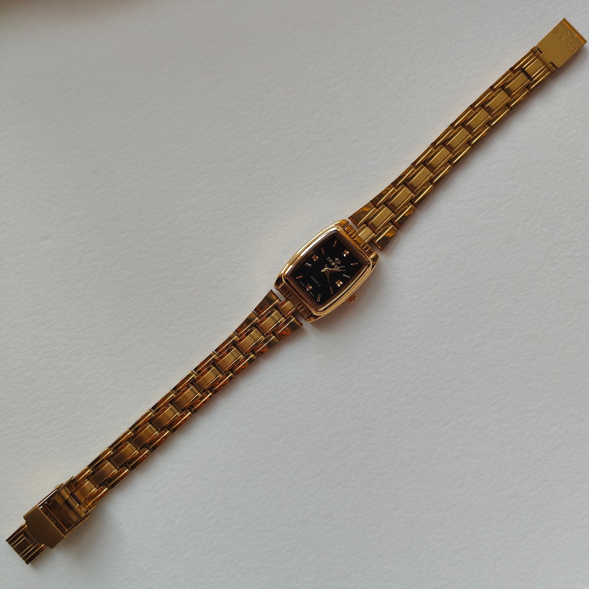 Black Dial Rectangular Gold Seifco Watch