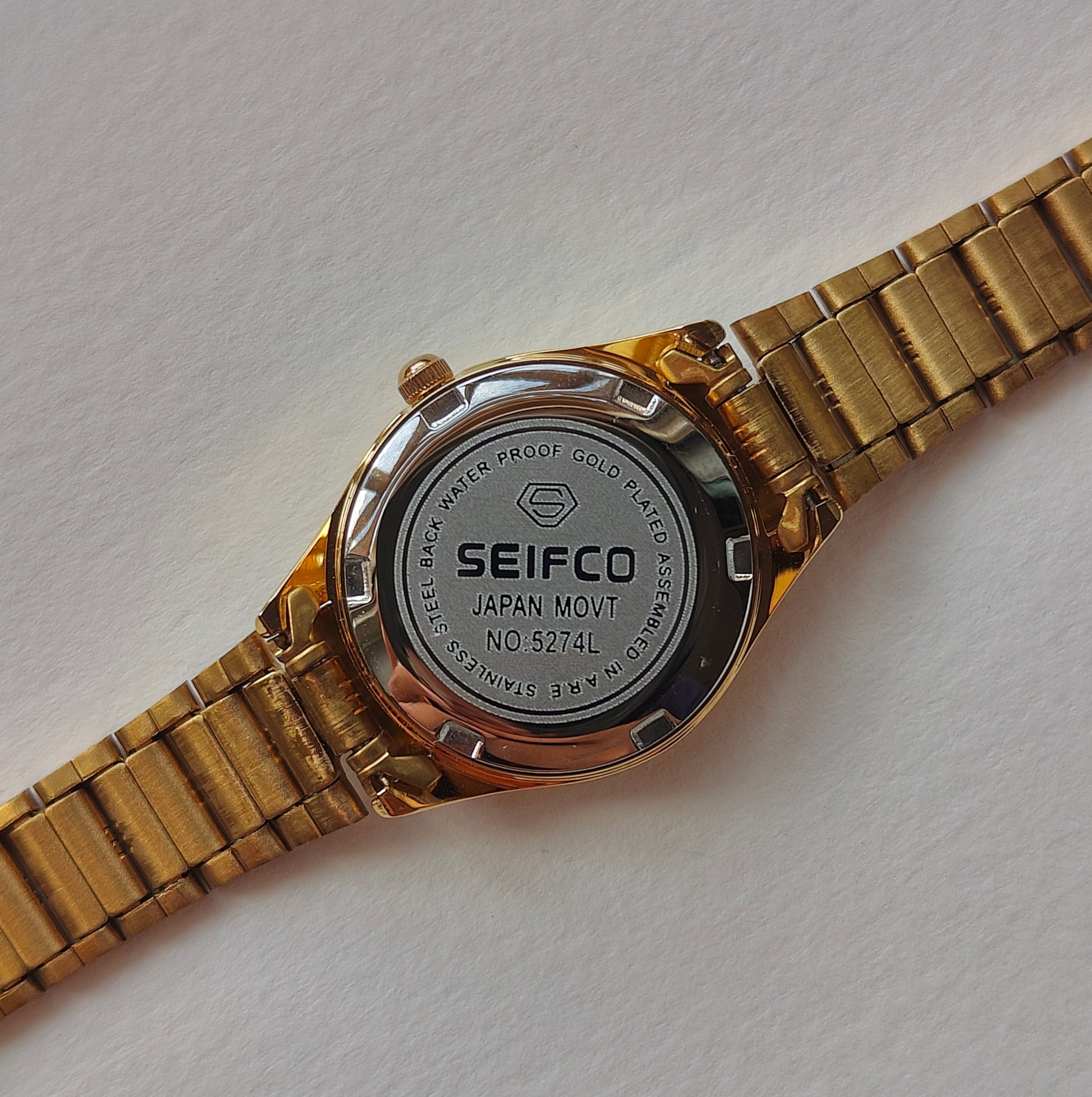 White Dial Mirror Bezel Gold Seifco Watch