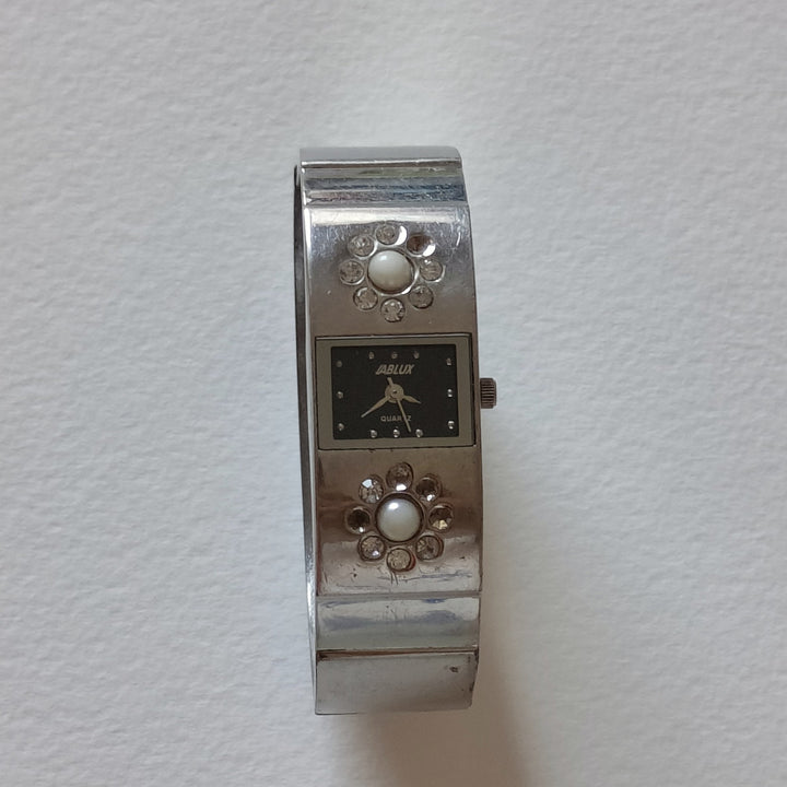 Silver cuff bangle watch