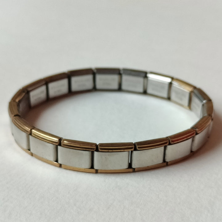 Gold Edge Silver Italian Charm Bracelet
