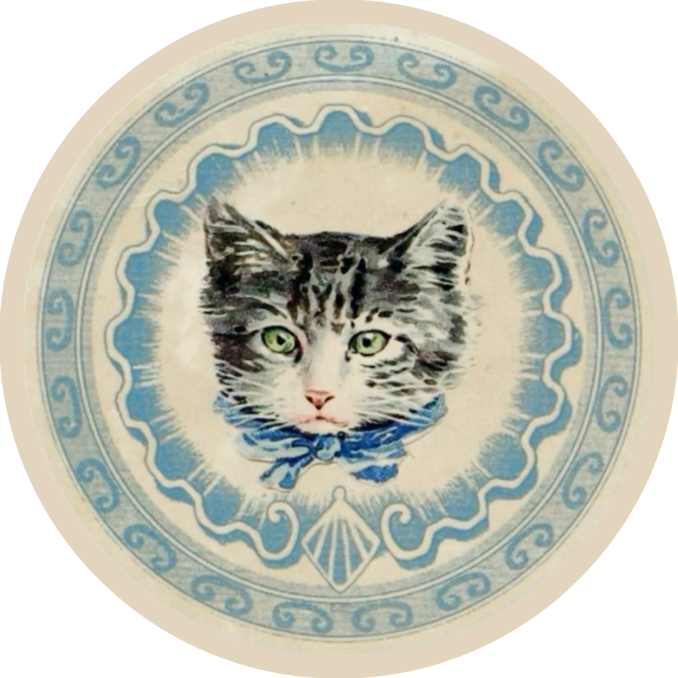 Ceramic Plate Cat Button Pin