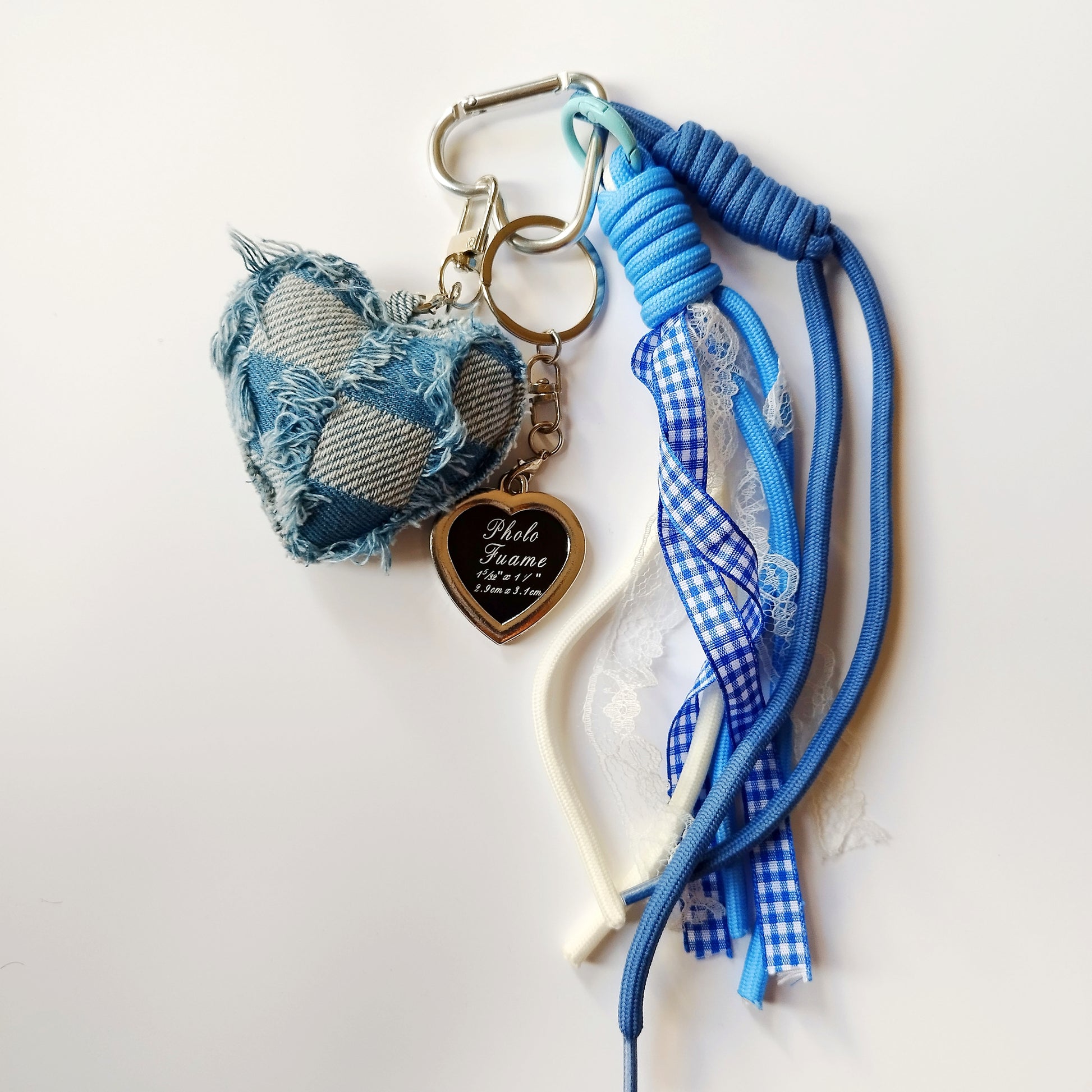 Denim Heart Bag Charm