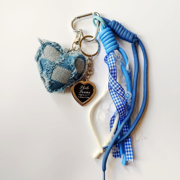 Denim Heart Bag Charm