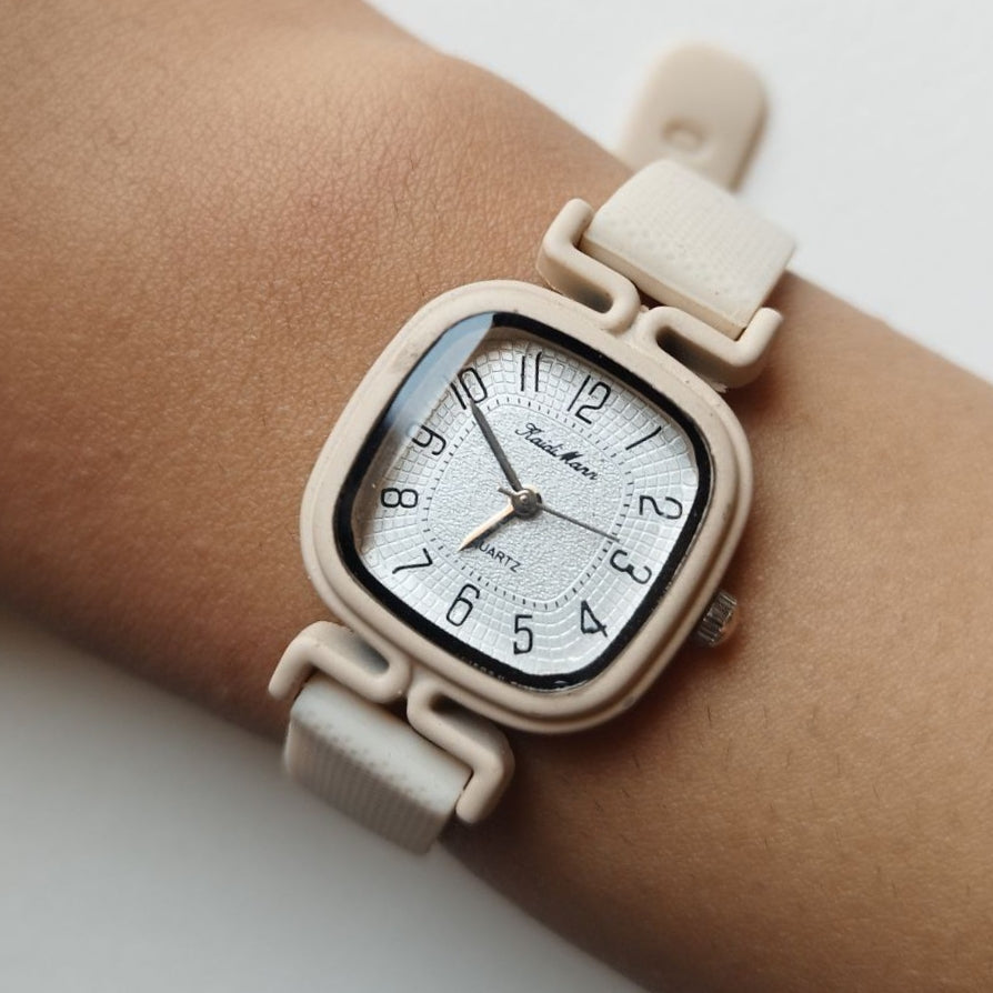 Beige Rubber Watch