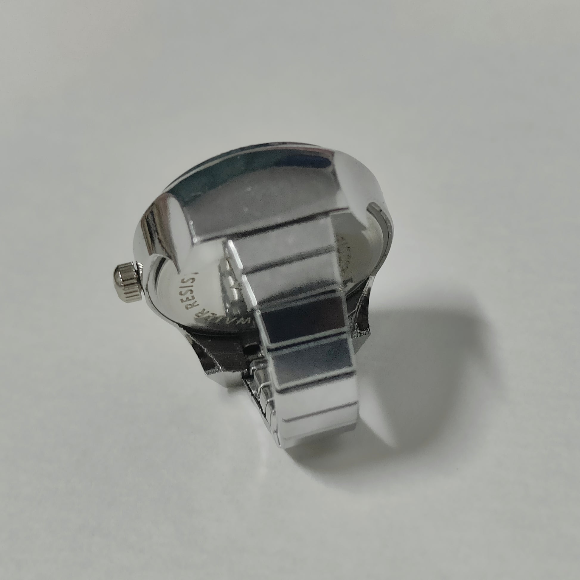 White Silver Round Watch Ring (white hands)