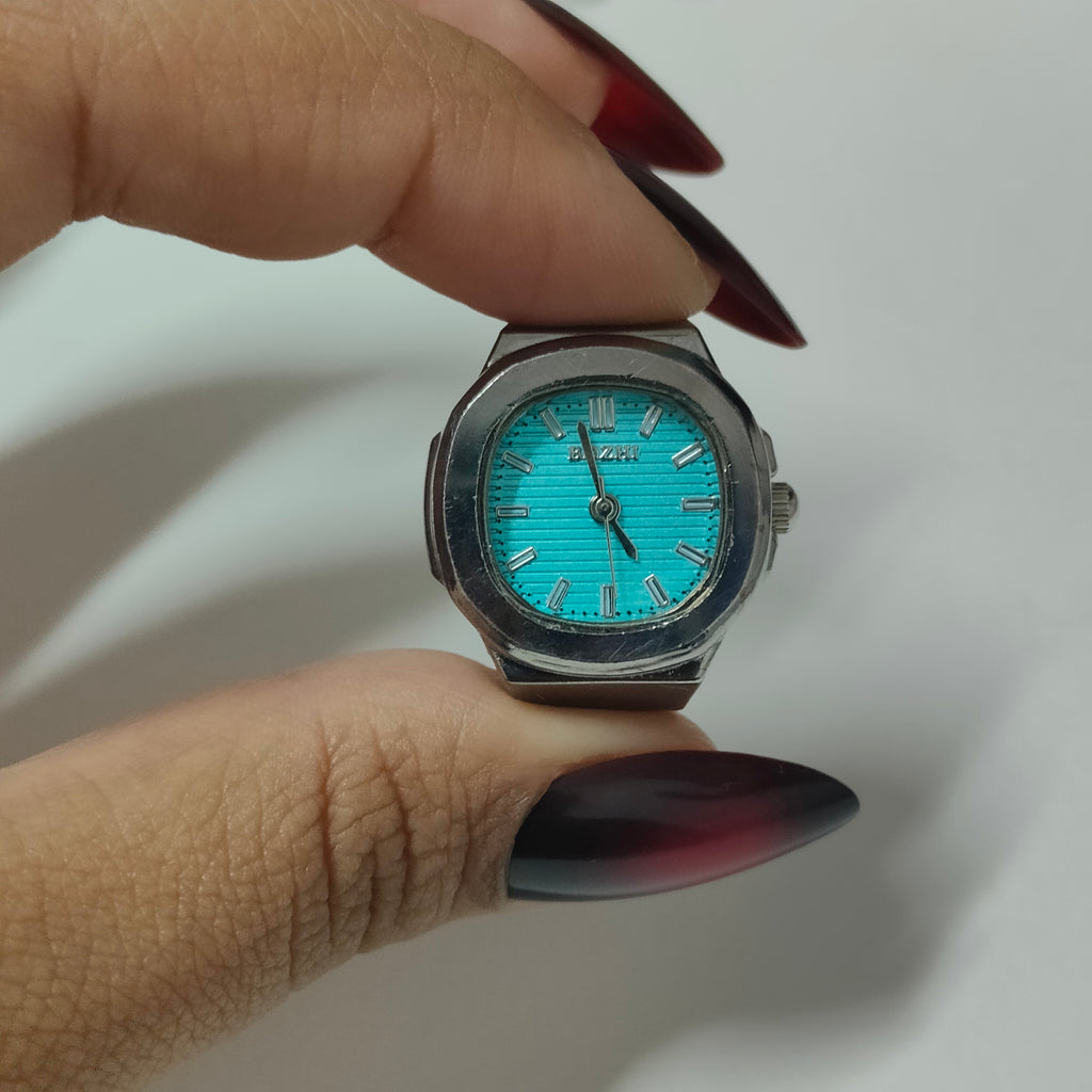 Turquoise Silver square Watch Ring