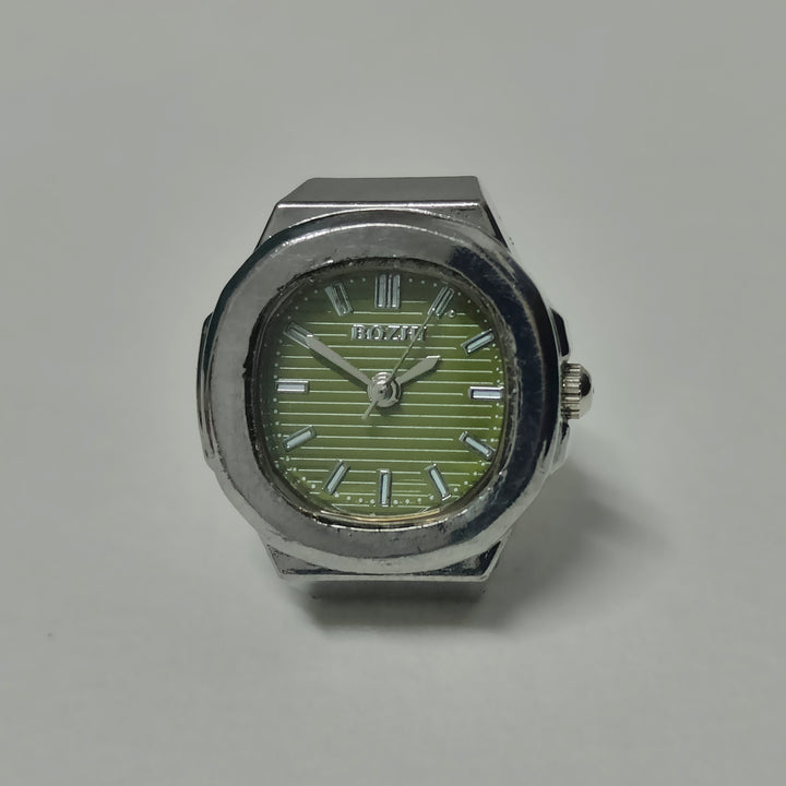 Olive Silver Square Watch Ring