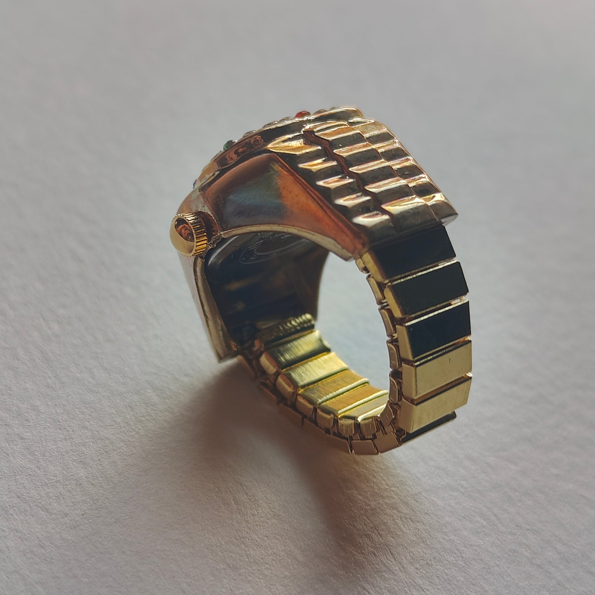 Gold on Gold Heart Watch Ring - outer jewels