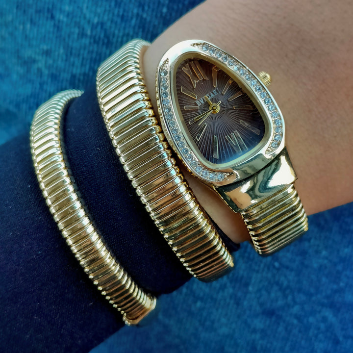 Brown on Gold Serpentine Watch