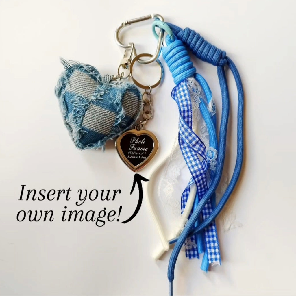 Denim Heart Bag Charm