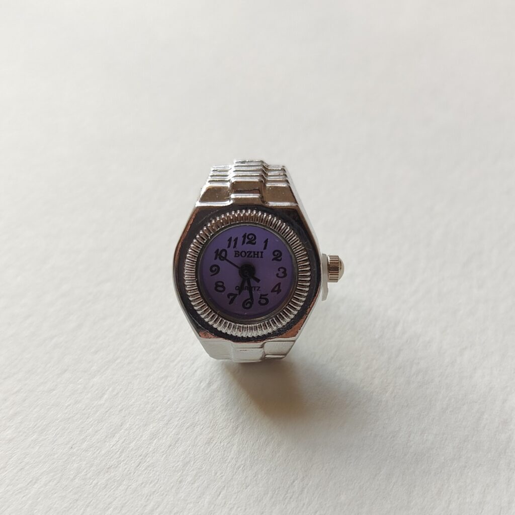 Purple Silver Circle Watch Ring