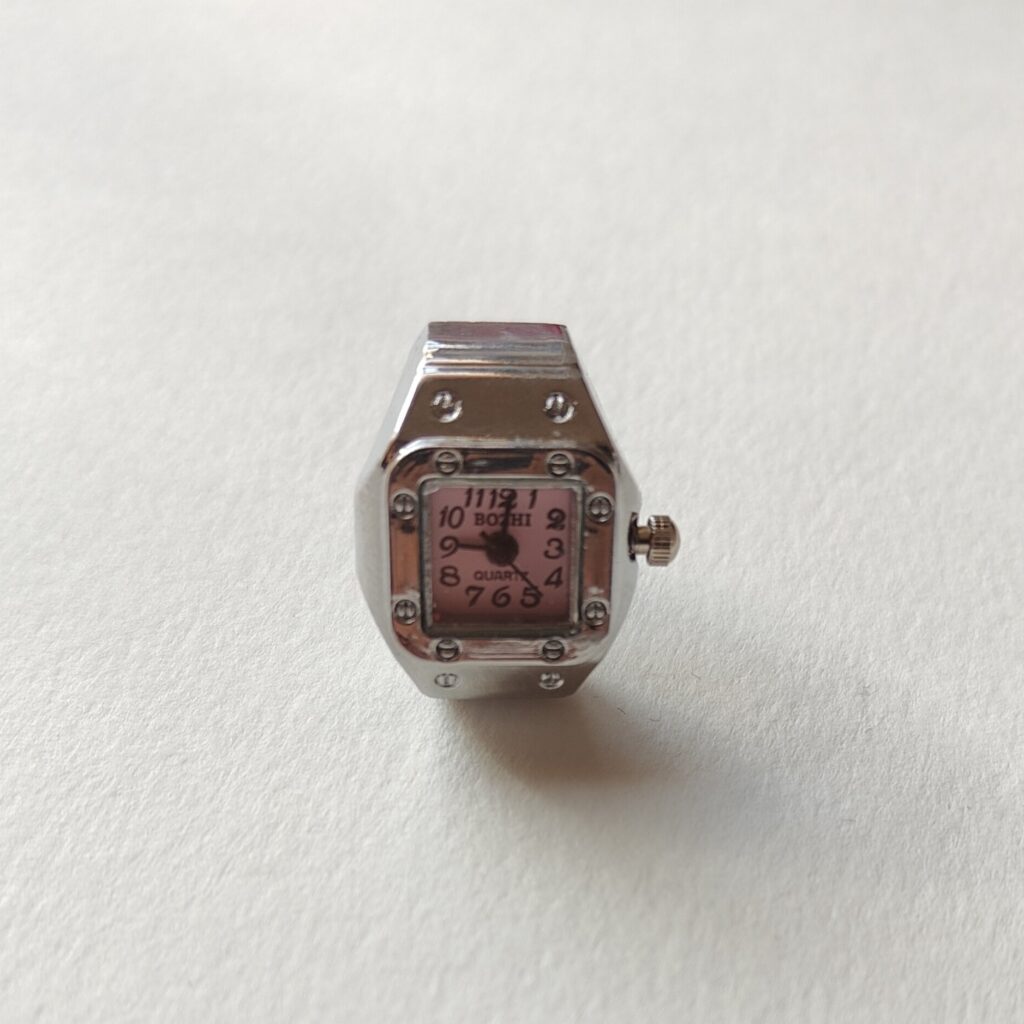 Pink Silver Square Watch Ring