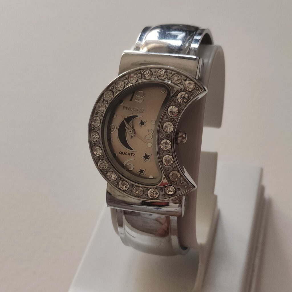 Moon silver cuff watch