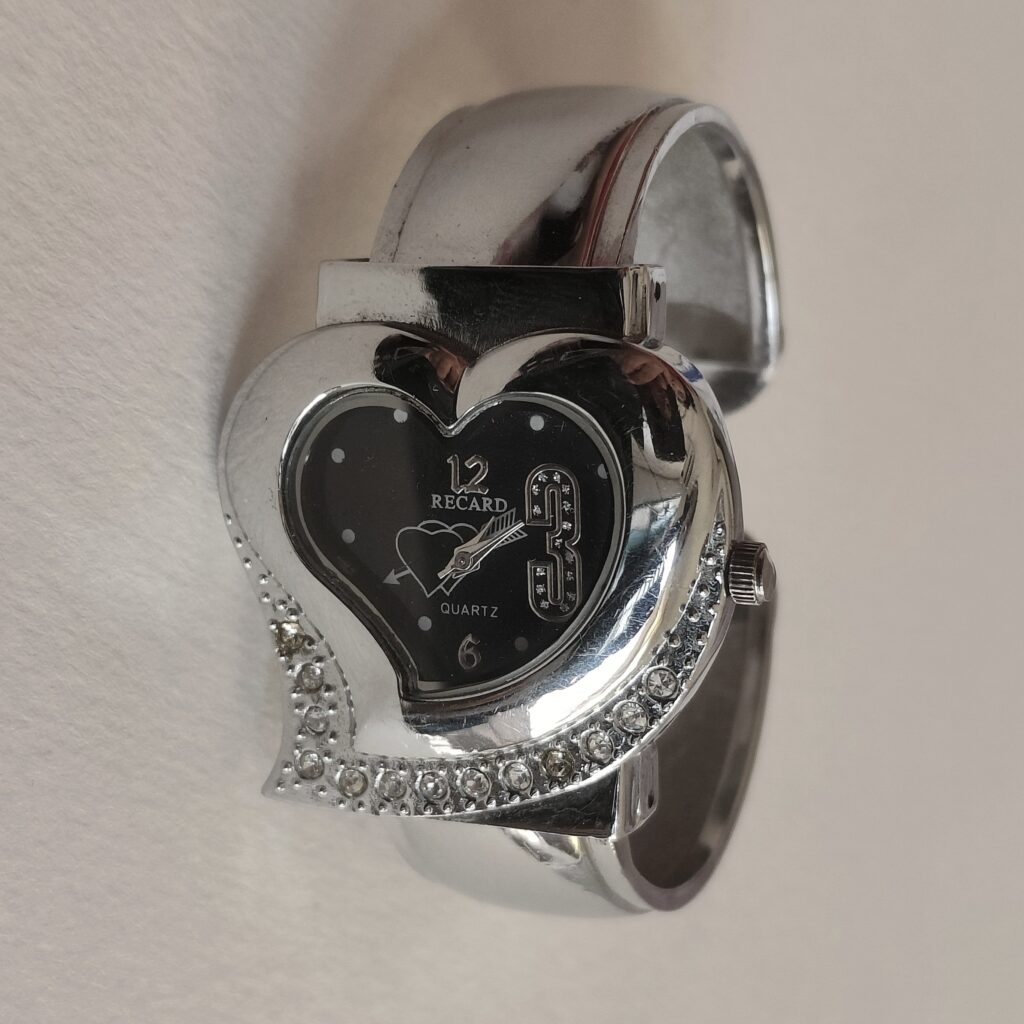 Heart silver cuff watch