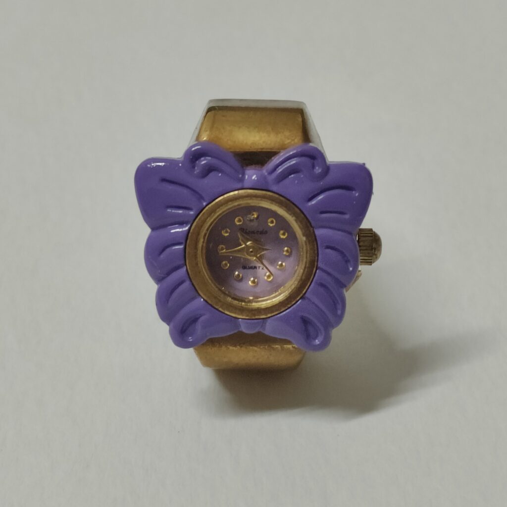 Purple Butterfly Gold Watch Ring