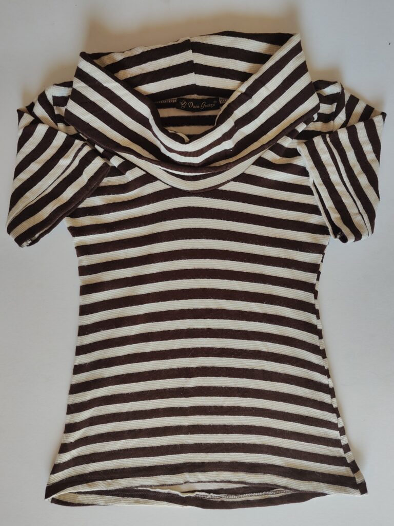 Brown Half Sleeve Striped Top